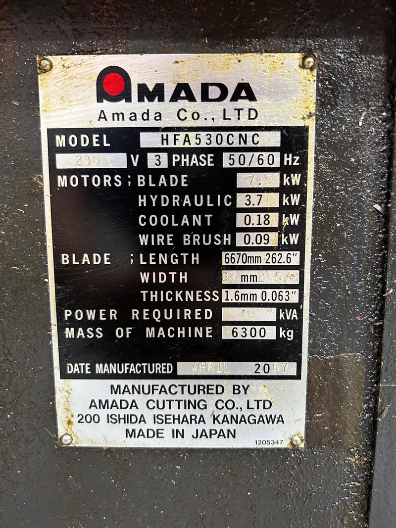 Amada HFA 530 CNC Band Saw