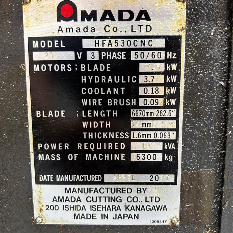 Amada HFA 530 CNC Band Saw