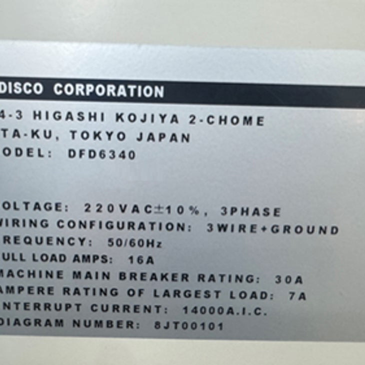 Disco DFD 6340 Automatic Dicing Saw