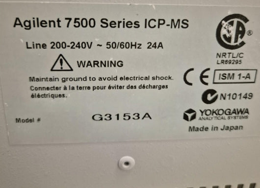 Agilent / Varian 7500 Series ICP-MS (Inductively Coupled Plasma - Mass Spectrometer)