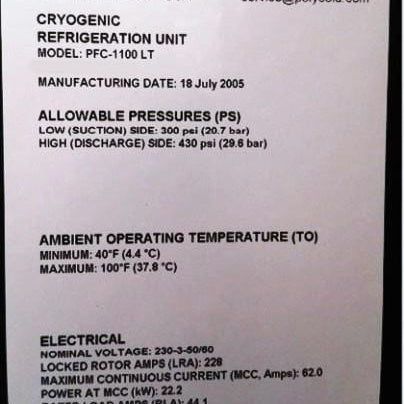 Polycold PFC 1100 LT Chiller