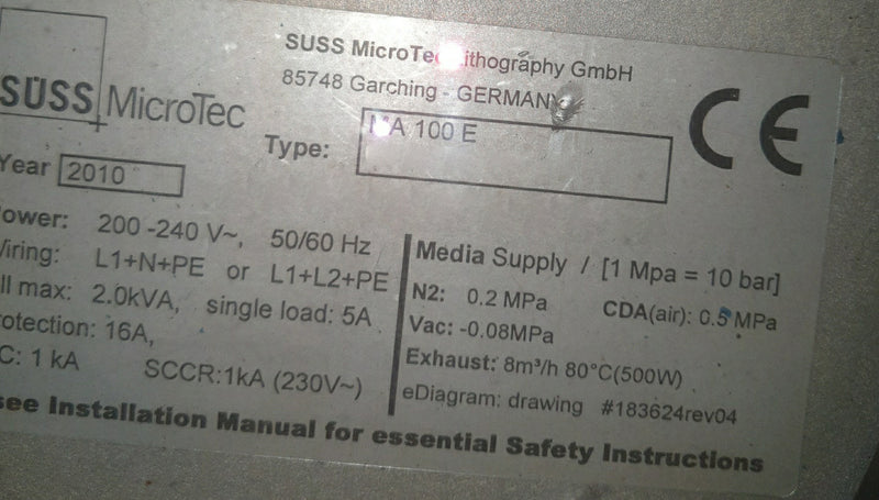 SUSS MA 100 E Mask Aligner