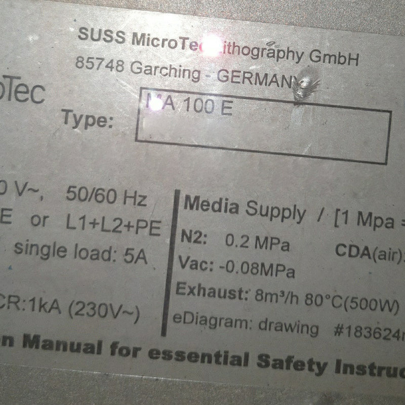 SUSS MA 100 E Mask Aligner