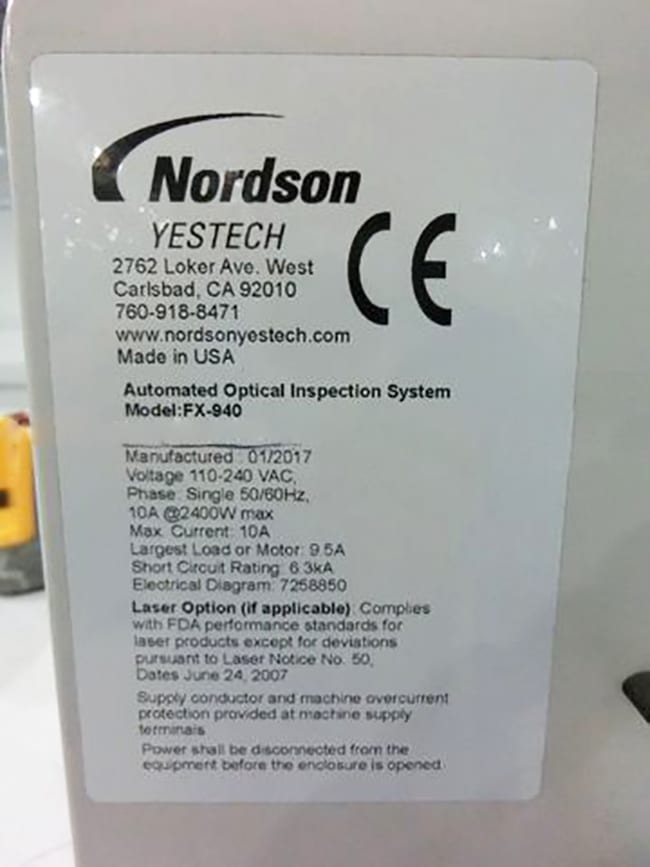 Nordson / Yestech FX 940 AOI (Automated Optical Inspection)