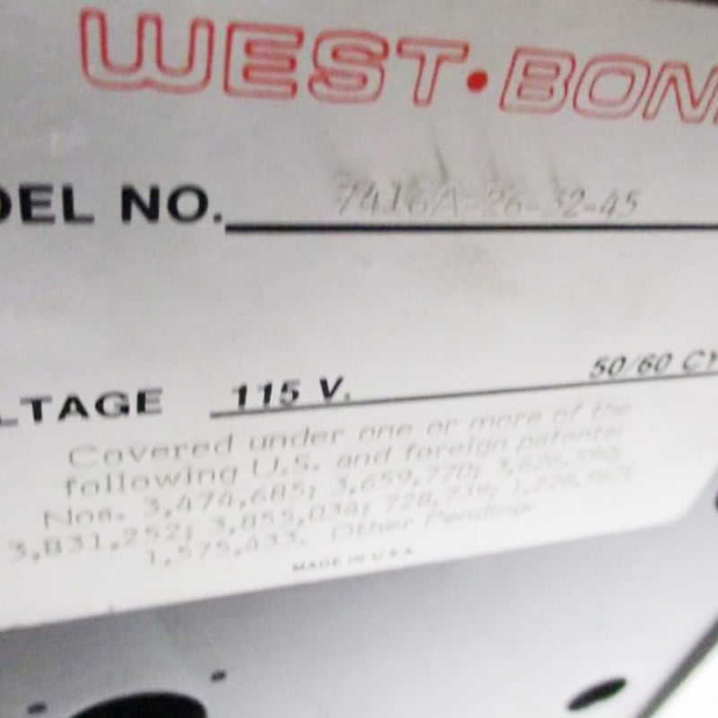 WestBond 7416 A 26 32 45 Precision Wedge Wire Bonder