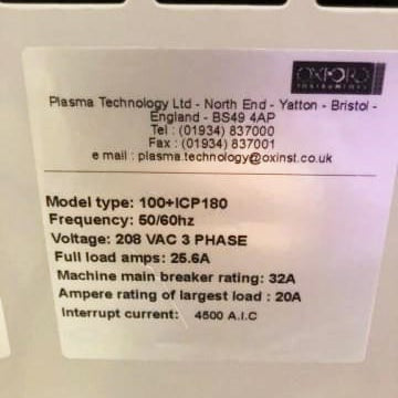 Oxford 180 ICP (Inductively Coupled Plasma)