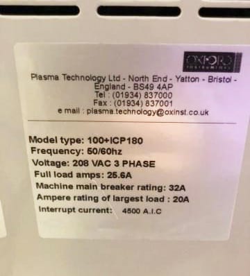 Oxford 180 ICP (Inductively Coupled Plasma)