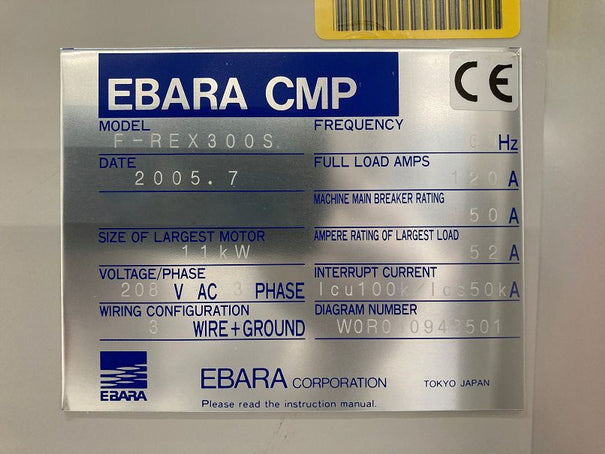 Ebara FREX 300 S CMP (Chemical Mechanical Polisher)