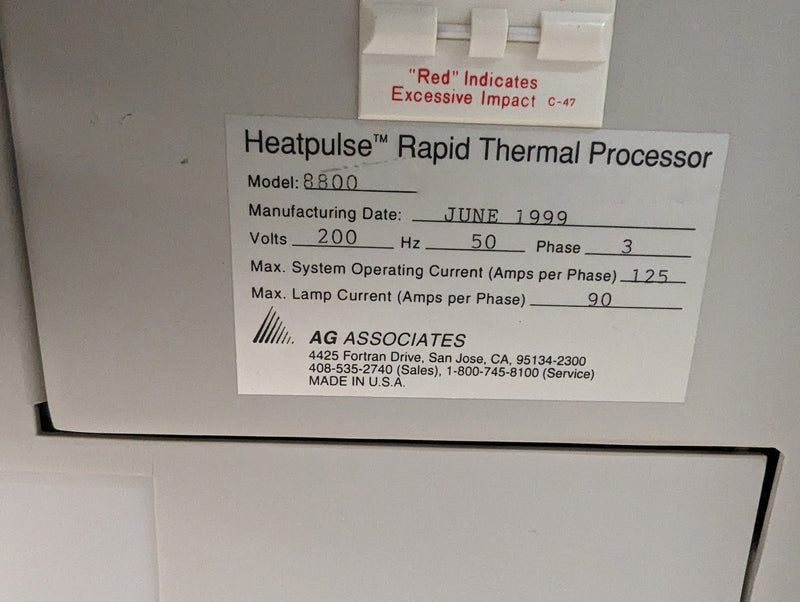 AG Associates Heatpulse 8800 RTP System (Rapid Thermal Process)