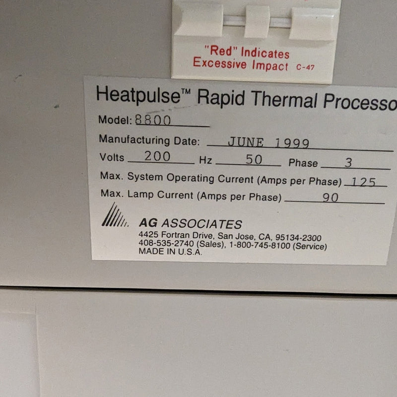 AG Associates Heatpulse 8800 RTP System (Rapid Thermal Process)