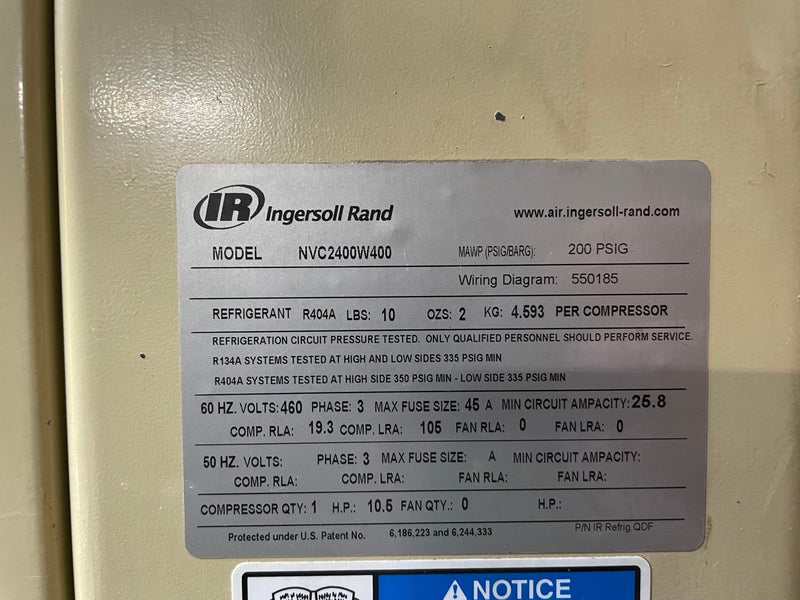 Ingersoll Rand NVC 2400 W 400 Air Compressor / Dryer