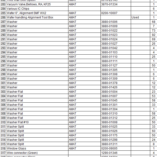 Applied Materials Endura Parts