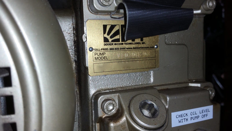 Dekker Vacuum Technologies RML 030 T 2 00 Vacuum Pump System