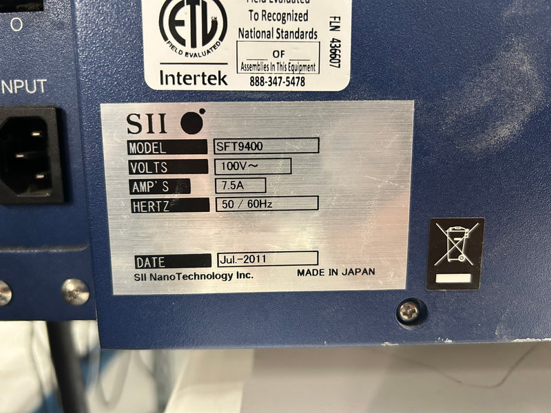 SII Nanotechnology SFT 9400 XRF Coating Thickness Gauge