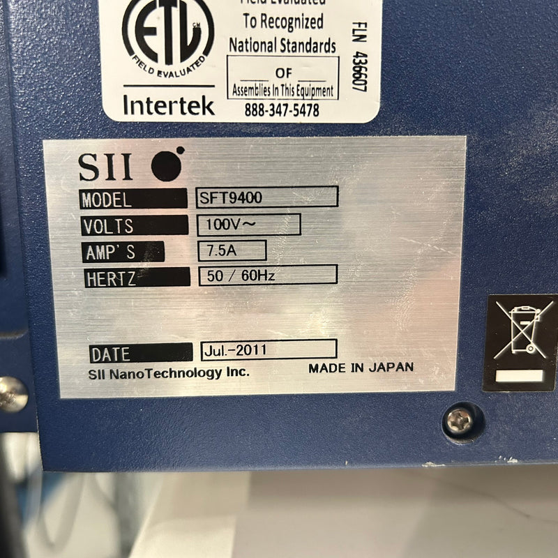 SII Nanotechnology SFT 9400 XRF Coating Thickness Gauge