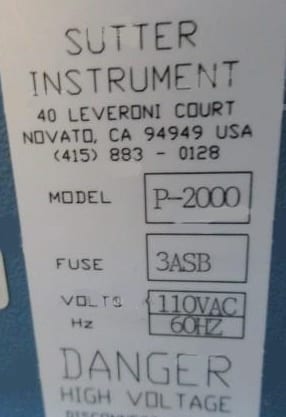 Sutter P 2000 Laser Based Micropipette Puller