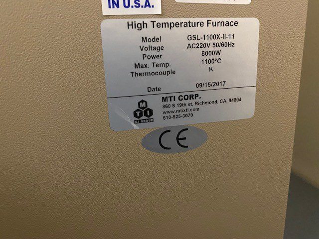 MTI GSL 1100 X II 11 High Temperature Furnace