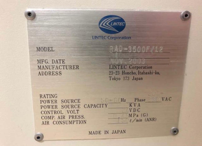 Lintec RAD 3500 F / 12 Laminator