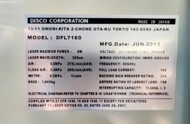 Disco DFL 7160 Laser Dicing Saw