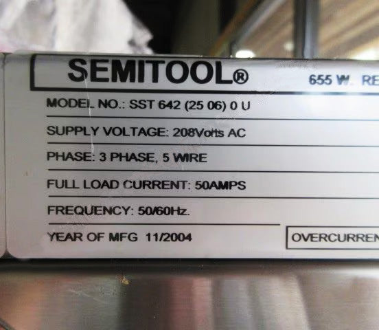 Semitool SST C 642 250 Batch Wafer Processing