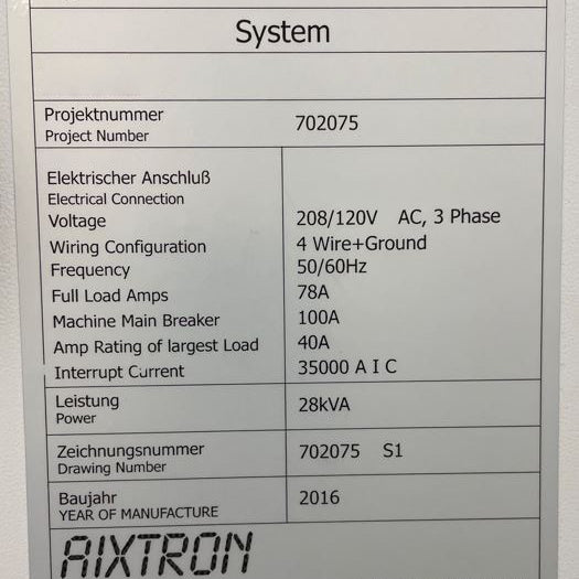 Aixtron G 5 HT MOCVD (Metal Organic Chemical Vapor Deposition)