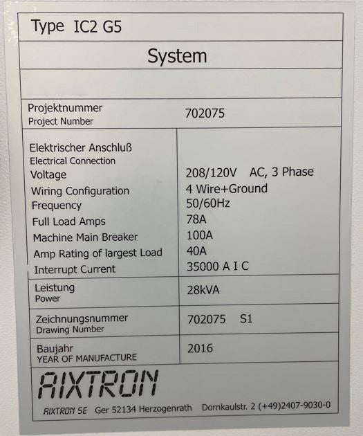 Aixtron G 5 HT MOCVD (Metal Organic Chemical Vapor Deposition)