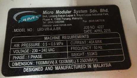 Micro Modular System LED VR A A BR Tape & Reel System