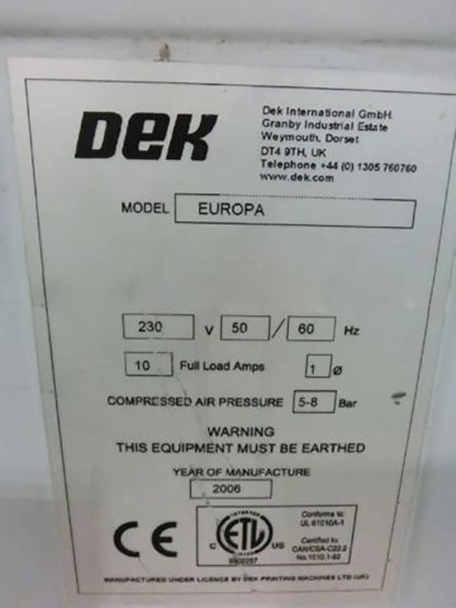 Dek Europa Screen Printer