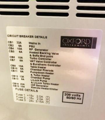 Oxford 180 ICP (Inductively Coupled Plasma)