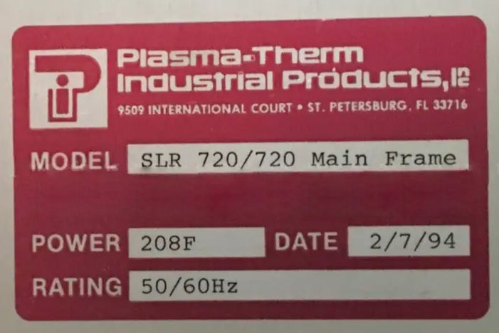 Plasmatherm SLR 720 RIE-PECVD (Reactive Ion Etcher - Plasma-Enhanced Chemical Vapor Deposition)