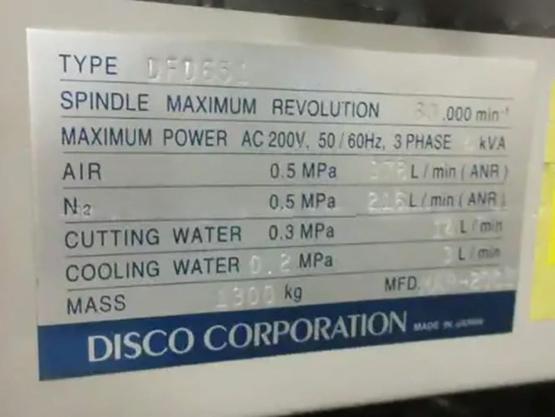 Disco DFD 651 Automatic Dicing Saw