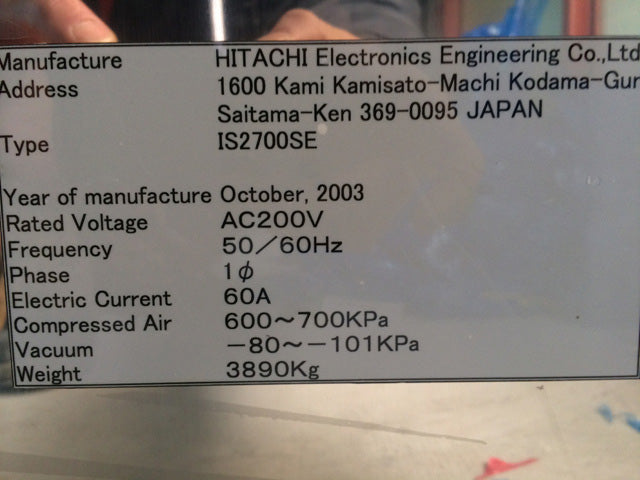 Hitachi IS 2700 SE E-Beam Inspection