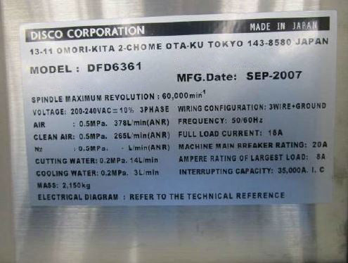 Disco DFD 6361 Automatic Dicing Saw