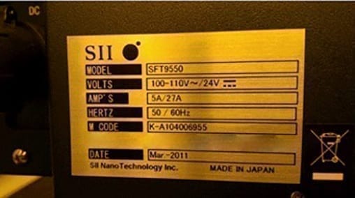 SII Nanotechnology SFT 9550 Industrial X-ray