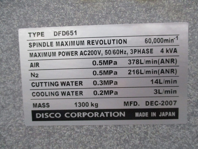 Disco DFD 651 Automatic Dicing Saw