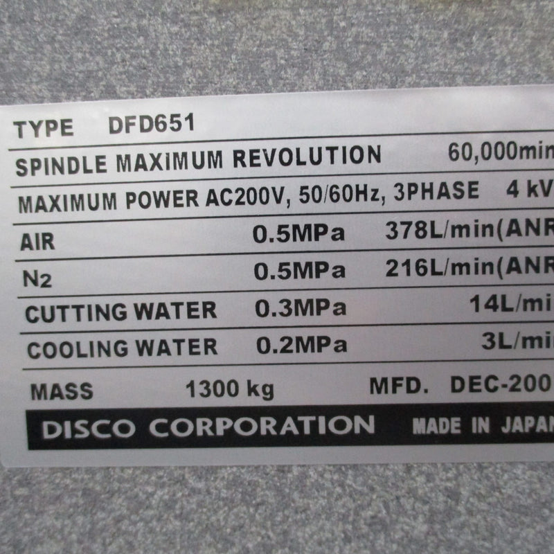 Disco DFD 651 Automatic Dicing Saw