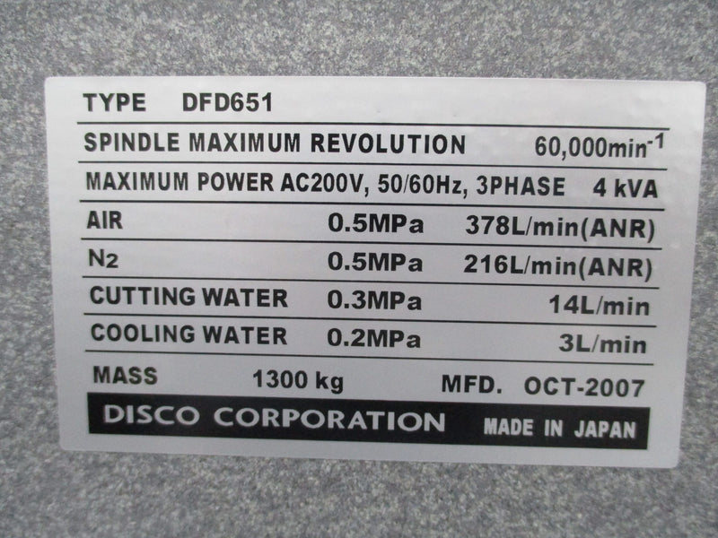 Disco DFD 651 Automatic Dicing Saw