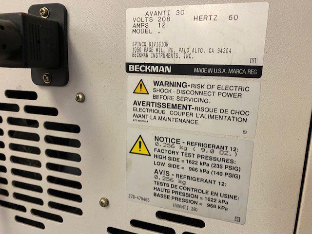 Beckman Avanti 30 Centrifuge