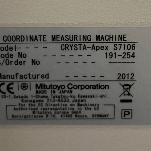 Mitutoyo Crysta Apex S 7106 CMM (Coordinate Measuring Machine)