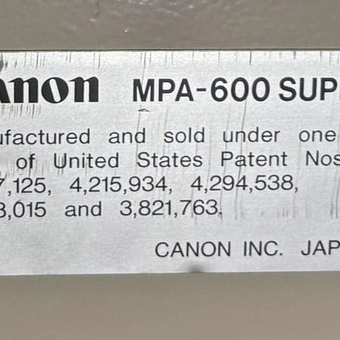 Canon MPA 600 Super Mirror Projection Mask Aligner