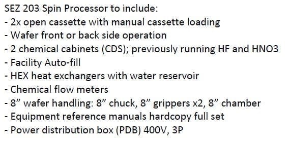 Lam / SEZ 203 Spin Processor / Etcher