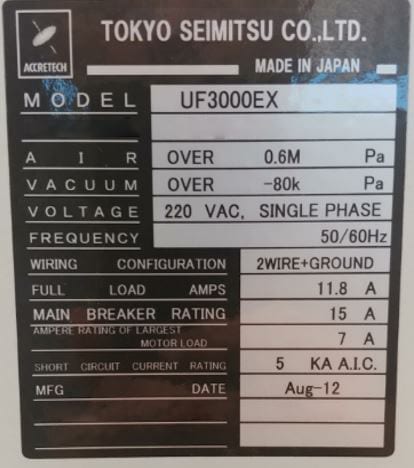Accretech / TSK UF 3000 EX Automatic Wafer Prober