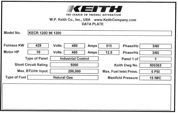 Keith KECR 120 D 96 1200 Car Bottom Loading Carbonization Furnace with Thermal Oxidizer System