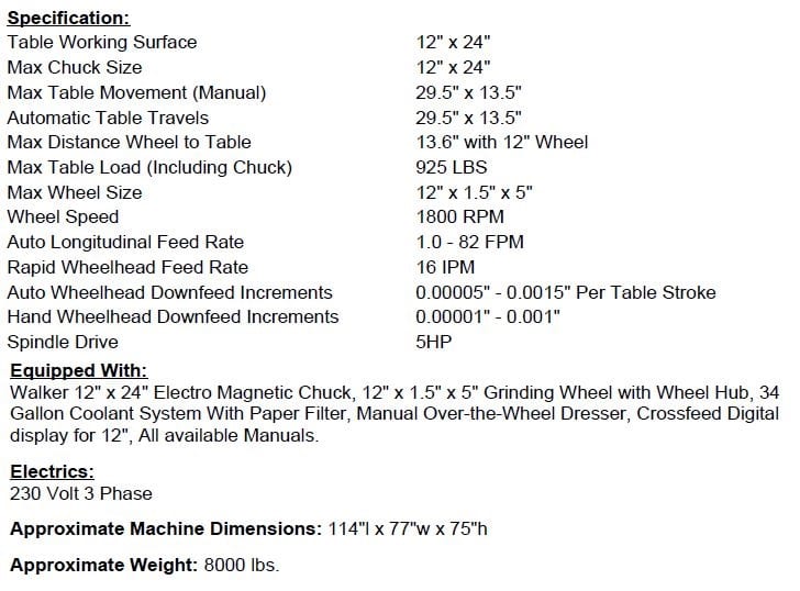 Okamoto ACC 12.24 SA Surface Grinder