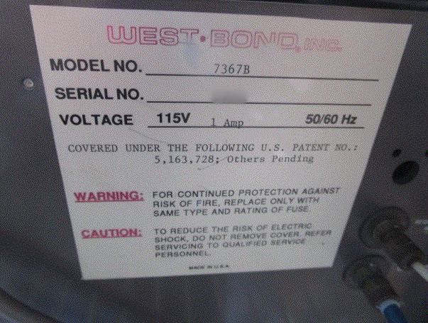 WestBond 7367 B Manual Die Bonder