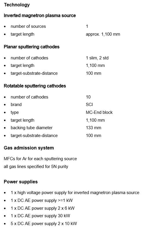 FHR 1100 V BM In Line Sputtering