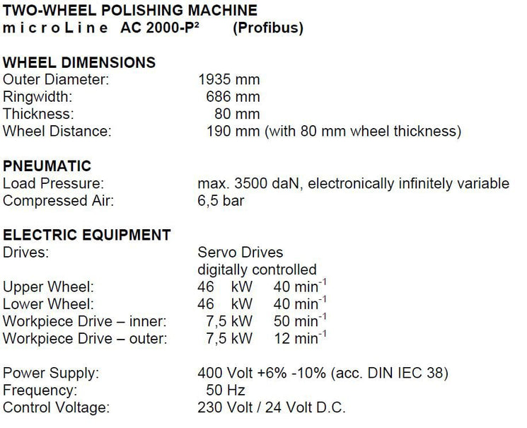 Peter Wolters AC 2000 P 2 Double Sided Polisher