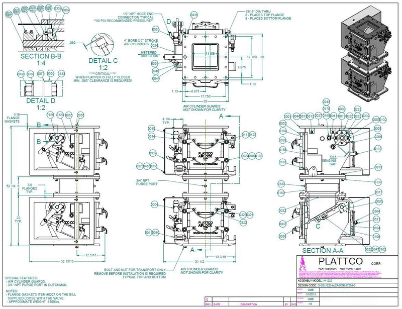 Plattco H 1222 Airlock Double Dump Flap Valve