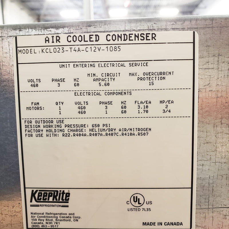 KeepRite KCL 023 T 4 A C 12 V 1085 Condenser