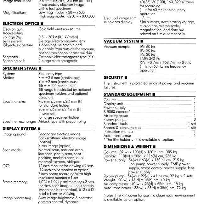 Hitachi S 5000 FE-SEM (Field Emission Scanning Electron Microscope)